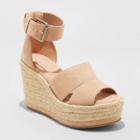 Women's Caroline Microsuede Ankle Strap Espadrille Wedge Pumps - Universal Thread Blush