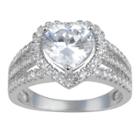 Journee Collection 9/10 Ct. T.w. Heart-cut Cz Heart Accent Pave Set Ring In Sterling Silver - Silver,