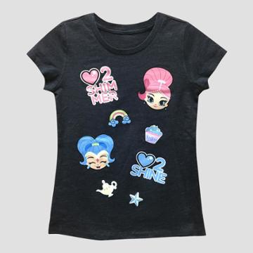 Nickelodeon Girls' Shimmer And Shine Short Sleeve T-shirt - Charcoal Heather