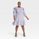 Women's Plus Size Ruffle Long Sleeve Ruffle Dress - Universal Thread Lilac
