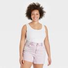 Women's Plus Size Slim Fit Rib Racerback Tank Top - Universal Thread White