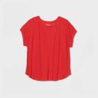 Women's Plus Size Short Sleeve Scoop Neck Linen T-shirt - Ava & Viv Red