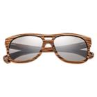 Earth Wood Goods Earth Wood Las Islas Polarized Sunglasses - Zebra & Walnut/silver, Adult Unisex