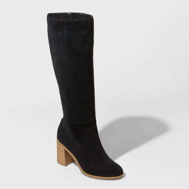 Women's Antonia Microsuede Heeled Riding Boots - Universal Thread Black