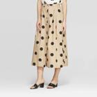 Women's Polka Dot Button Front A-line Midi Skirt - Who What Wear Khaki/black (green/black)