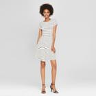 Eclair Women's Striped Short Sleeve Dress - Clair White/black