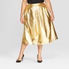 Women's Plus Size Birdcage Midi Skirt - Who What Wear Gold