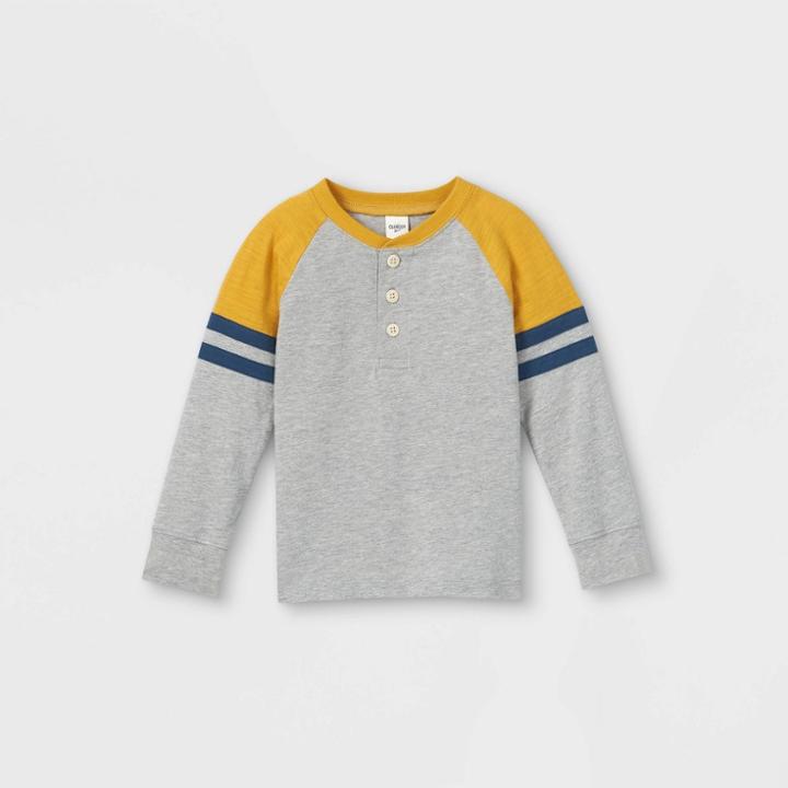 Oshkosh B'gosh Toddler Boys' Long Sleeve Henley Shirt - Gray/gold