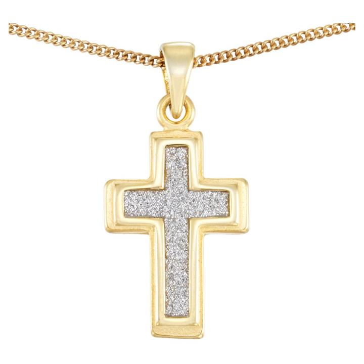 Target 18kt Gold Over Silver Glitter Cross Pendant With Chain-yellow Gold, Girl's,