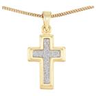 Target 18kt Gold Over Silver Glitter Cross Pendant With Chain-yellow Gold, Girl's,
