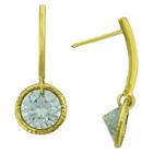 Target Gold Plated Clear Cubic Zirconia Round Bezel Dangle Earrings - Gold