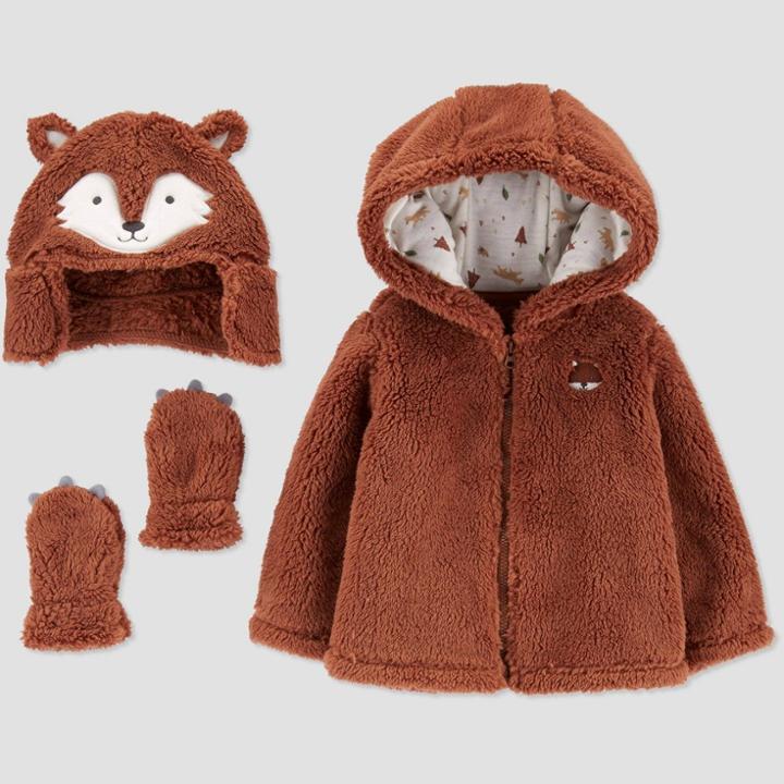 Baby Boys' Sherpa Faux Fur Jacket Set - Just One You Made By Carter's Brown Newborn, Boy's