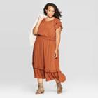 Women's Plus Size Short Sleeve Crewneck Maxi Dress - Universal Thread Brown