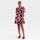 Women's Puff Short Sleeve Dress - Who What Wear Jet Black Printed