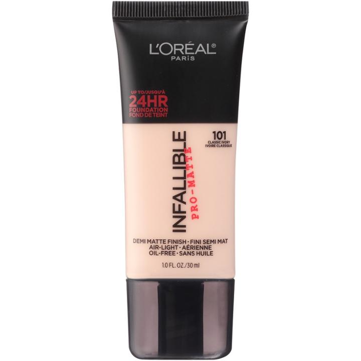 L'oreal Paris Infallible Pro-matte Foundation 101 Classic Ivory 1 Fl Oz, Classic Ivory