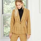 Women's Plaid Cinched And Pleated Blazer - Who What Wear Brown