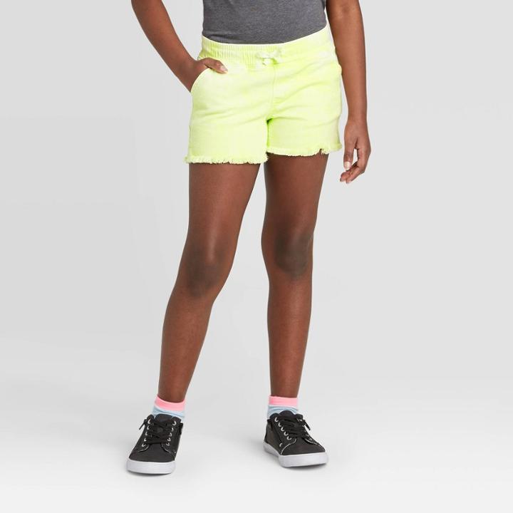 Girls' Pull-on Jean Shorts - Cat & Jack Neon Citron