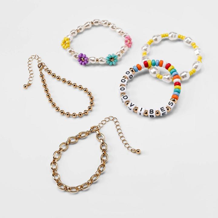 Girls' 5pk Daisy Bracelet Set - Art Class Gold