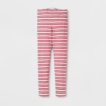 Happy By Pink Chicken Girls' Candy Cane Leggings - Red