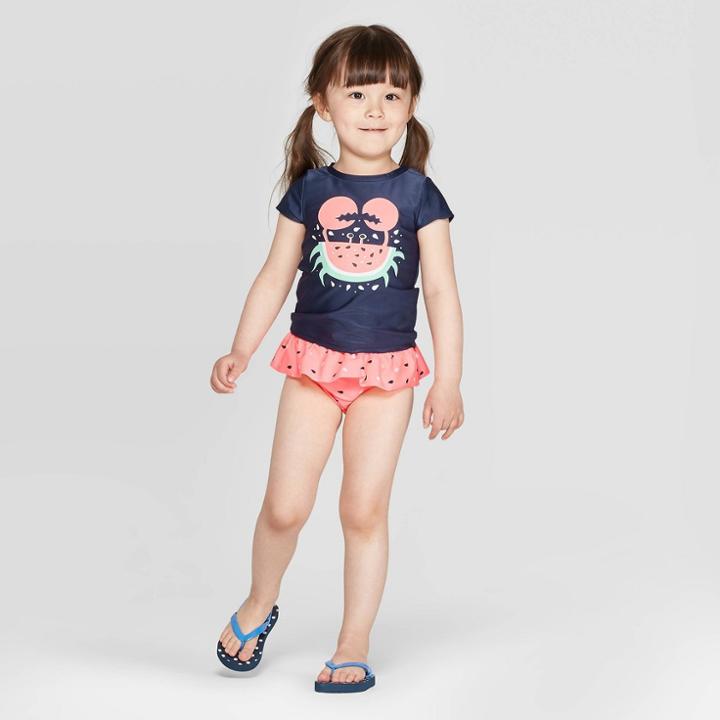 Toddler Girls' Watermelon Crab Rash Guard Set - Cat & Jack Navy 2t, Girl's, Blue