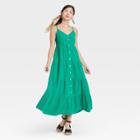 Women's Sleeveless Button-front Tiered Dress - Universal Thread Green