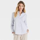 Women's Long Sleeve Oxford Button-down Shirt - A New Day Blue