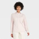 Women's Striped Long Sleeve Button-down Boyfriend Shirt - A New Day Lilac