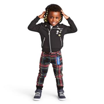 Toddler Boys' Burger Graphic Long Sleeve Zip-up Hooded Sweatshirt - Harajuku Mini For Target Black
