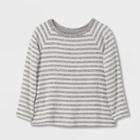 Toddler Girls' Striped Cozy Knit Long Sleeve Top - Cat & Jack Gray