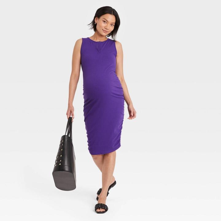 Rib Tank Maternity Dress - Isabel Maternity By Ingrid & Isabel Purple