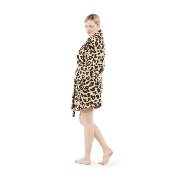 L/xl Women's Bathrobe Leopard - Linum Home Textiles