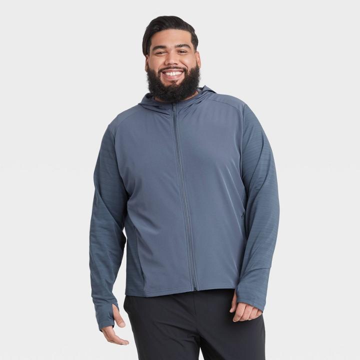 Men's Big & Tall Knit To Woven Full Zip Sweatshirt - All In Motion Navy Xxxl, Blue