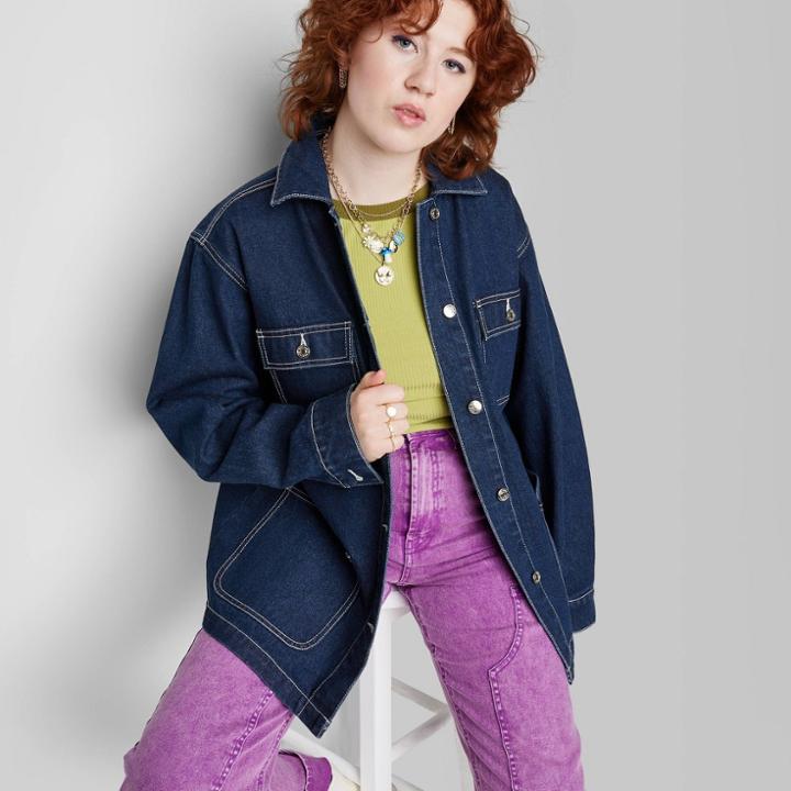 Women's Denim Chore Jacket - Wild Fable Dark Wash
