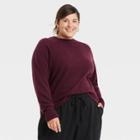 Women's Plus Size Crewneck Light Weight Pullover Sweater - A New Day Burgundy