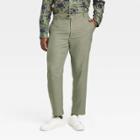Houston White Adult Plus Size Slim Straight Fit Textured Trousers - Dark Green