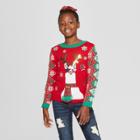 Girls Llama Family Ugly Christmas Sweater - 33 Degrees Red