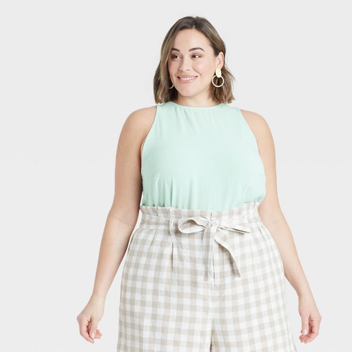 Women's Plus Size Racer Back Tank Top - A New Day