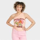 Women's The Flintstones Pebbles And Bamm Bamm One Shoulder Graphic Tank Top - Pink