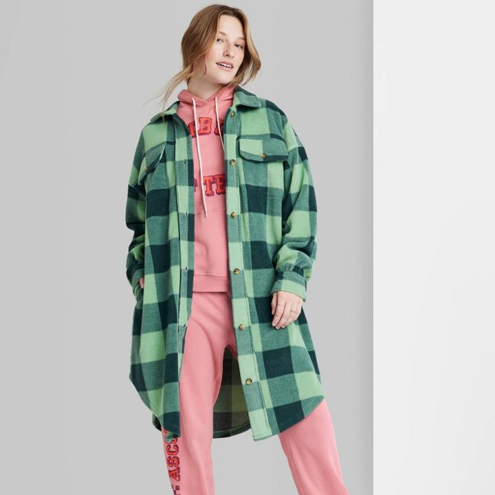 Women's Ascot + Hart Graphic Fleece Shacket - Green