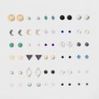 Target Women's Earring Set Thirty Pack With Stars, Moon And Sun Post Back Earrings - Multicolored,