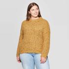 Women's Plus Size Long Sleeve Crewneck Chunky Pullover Sweater - Universal Thread Yellow