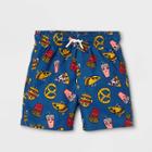 Toddler Boys' Food Truck Print Swim Trunks - Cat & Jack Blue