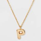 Puffy Initial Charm 'p' Pendant Necklace - Wild Fable Gold
