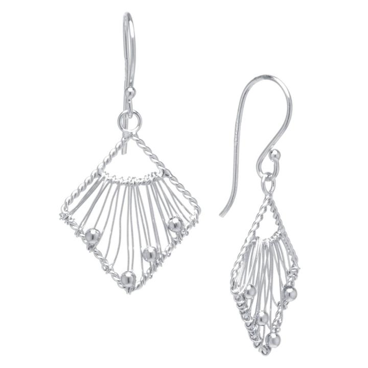 Target Sterling Silver Open Beaded Drop Earrings - Silver, Women's, Size: L: