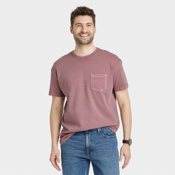 Men's Standard Fit Short Sleeve Crewneck T-shirt - Goodfellow & Co Purple
