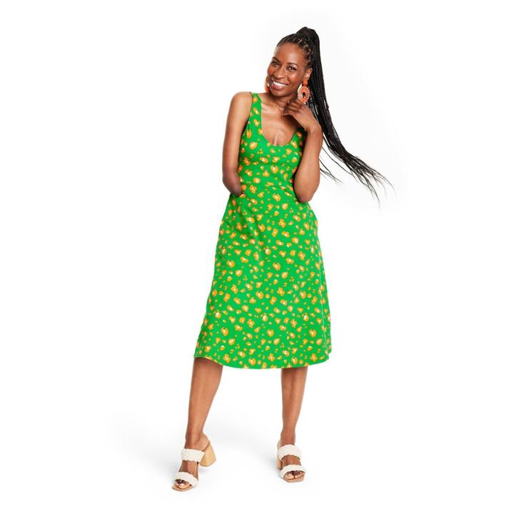 Women's Leopard Print Knit Midi Dress - Tabitha Brown For Target Green/orange