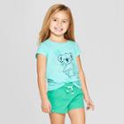 Toddler Girls' Short Sleeve 'panda' Graphic T-shirt - Cat & Jack Aqua