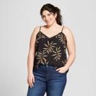 Women's Plus Size Floral Tank Top - A New Day Black