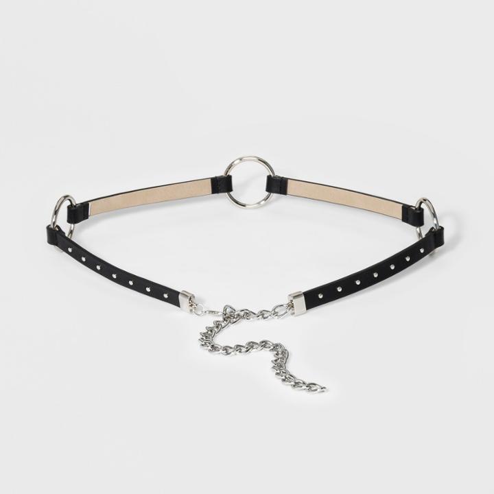 Women's Studded Ring-chain Belt - Wild Fable Black