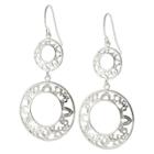 Distributed By Target Silver Plated Open Filigree Double Drop Earrings -